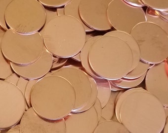 16 Gauge - Copper Disc Stamping Blanks - various sizes: 3" - 3/8" - Use drop down menu to view price, quantities and size