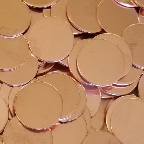 22 Gauge - Copper Disc Stamping Blanks - various sizes: 3" - 3/8" - Use drop down menu to view price, quantities and size