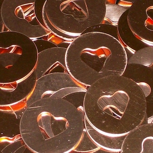 Copper Heart Disc, stamping blanks, metal blanks, copper rounds, heart cutouts, Bopper, copper discs, copper disks, hand stamping blanks