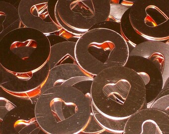 Copper Heart Disc, stamping blanks, metal blanks, copper rounds, heart cutouts, Bopper, copper discs, copper disks, hand stamping blanks