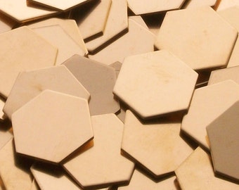 Bronze Hexagons - 1  1/8" x 18 Gauge - Qty 3, stamping blank, Bopper, stamping supplies, etching blank, hexagon stamping blanks