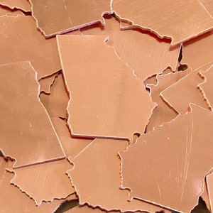 Copper Georgia State Metal Stamping Blanks - 1 3/8&quot; x 16 gauge - Qty 3, engraving blank, metalsmith blank, metal hand stamping blank, Bopper