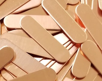 Copper Oblong Tag Stamping Blank, use drop down to choose 1/2" x 2" or 3/8" x 1 1/2" and preferred gauge (14, 16, 18, 20, or 22), USA Made!