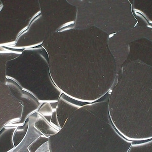 Aluminum Shield Stamping Blanks - 1&quot; x 1 1/4&quot; x 12 gauge - Qty 3, Stamping blank, metal stamping, hypo-allergenic, food safe, Bopper