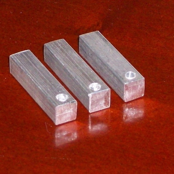 Aluminum 1/4" Square Bars, stamping blanks, metal blanks, aluminum bar blanks, hypo-allergenic blanks, aluminum dog tags, four sided bars