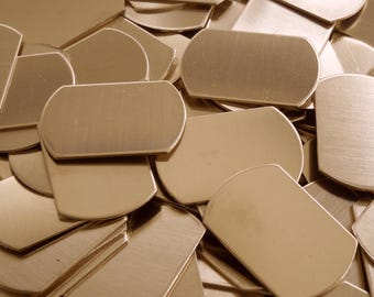 Bronze Dog Tag Stamping Blanks - 3/4" x 1 1/8" - Qty 5, various gauges available - use drop down menu for gauges and price - USA Made
