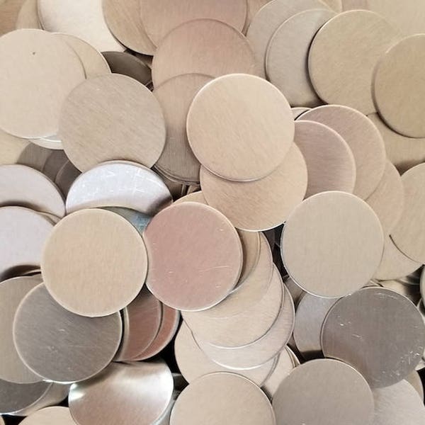 18 Gauge - Aluminum Discs - various sizes 3" - 3/8", stamping blanks - Use drop down menu for size & quantity info.
