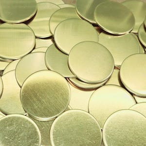 18 Gauge - Brass Disc Stamping Blanks - various sizes: 3&quot; - 3/8&quot; - Use drop down menu to view price, quantities and size