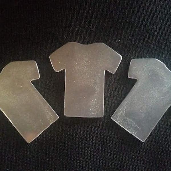 Hand Casted Pewter T-Shirts - 1 1/4" - Qty 3, Bopper, Rustic Hand Casted Pewter Shapes, Pewter Shapes, 16 Gauge Blanks, Pewter Blanks,