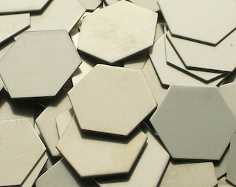 Nickel Silver Hexagons - 5/8" x 16 Gauge - Qty 5, stamping blank, Bopper, metal stamping supplies, etching blanks, embossing blank