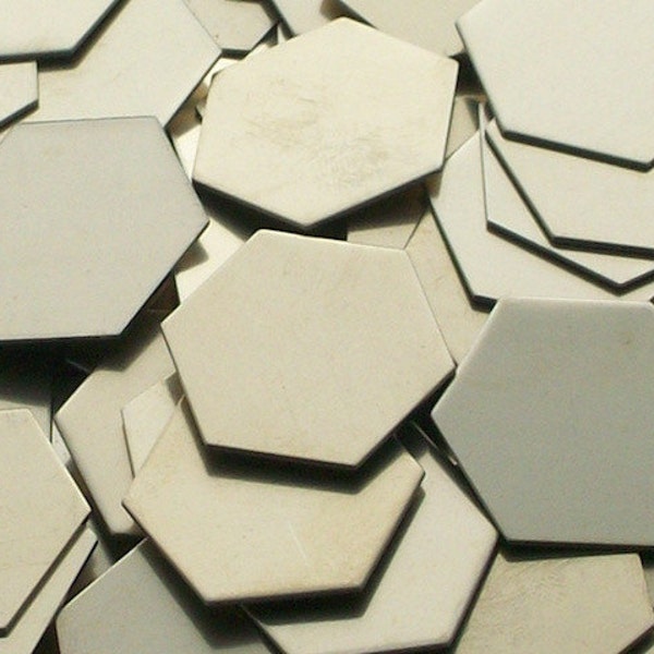 Nickel Silver Hexagons - 18 Gauge, stamping blank, Bopper, metal stamping blank, stamping supplies, etching blank, embossing blanks, hexagon