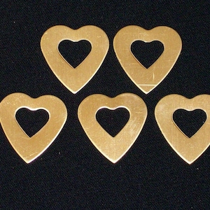 Brass Heart Washers - SALE ITEM - 75% Off - 16, 18, 20 or 22 Ga - use drop down menu to make selection