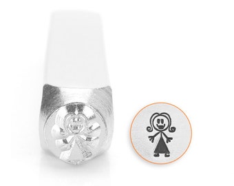 Mama Stick Figure Design Stamp, Metal Stamp, 7mm, Carbon Steel Stamp, ImpressArt Design Stamp, SC159-K-7MM, stick figure