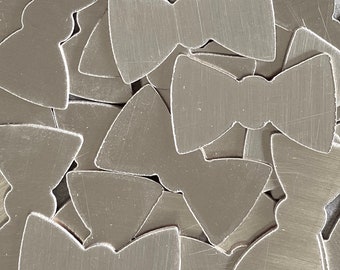 Nickel Silver Bow Tie - 3/4" x 1 1/4" - Qty 3, nickel silver metal hand stamping blank, Bopper, engraving blanks dog blank, key chain blank