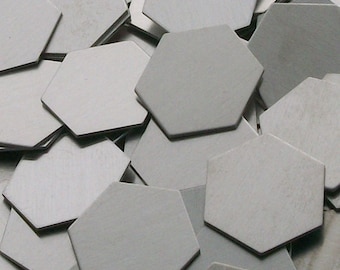 Pewter Hexagons - 7/8" x 12 Gauge, stamping blanks, metal blanks, hand stamping blanks, food safe blanks, Bopper, engraving