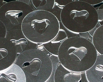 Aluminum Heart Discs, Stamping blanks, metal stamping, heart cut-out, stamping discs, Bopper, aluminum rounds, aluminum discs,