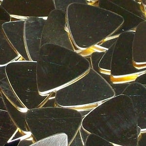 Brass Guitar Picks Stamping Blanks - 1" x 1 1/8" or 3/4" - Qty 5, various gauges (14, 16, 18, 20 gauge), USA Made!
