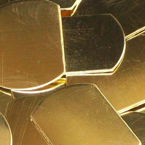 Brass Plain Dog Tag Stamping Blanks - 1/2&quot; x 3/4&quot; - Qty 5 - Sale Item, various gauges available - use drop down menu to choose
