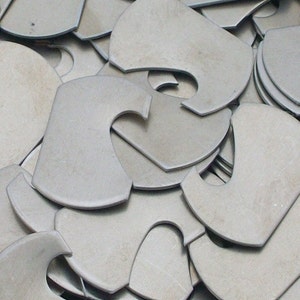 Nickel Silver Notched Dog Tags - 1&quot; x 1 1/2&quot; x 18 Gauge Metal Stamping Blanks - Qty 3 - Sale Price as Marked