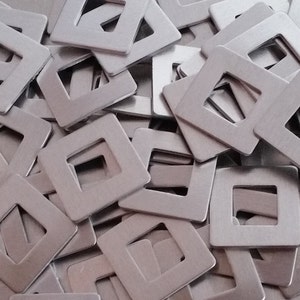 Aluminum Square Washers - 1" x 1/2" x 20 Gauge - Qty 5, Aluminum Hand Stamping Blanks, Stamping Supplies, Bopper, Washer Blanks