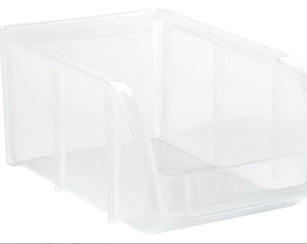 Used Iris Small Stacking Storage Bin - Qty 12, 4" wide 3" tall, 7.25" deep, Made in USA