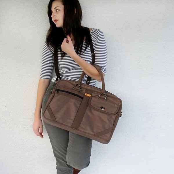 VINTAGE Mocha Brown PORTFOLIO Laptop Bag by Oleg Cassini LUGGAGE
