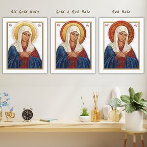 Mary Icon Canvas Print, Religious Icon Art, Christian Gift, Mary Gift, Mary Mother of God Art, Gifts for Mothers, Virgin Mary Gift, Mary Art