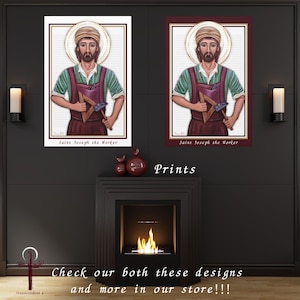 Christian Gift for Dad, Religious Poster Print, St Joseph the Worker, Father&#39;s Day Gift, Patron Saint Gifts, Christian Art, Religious Icon