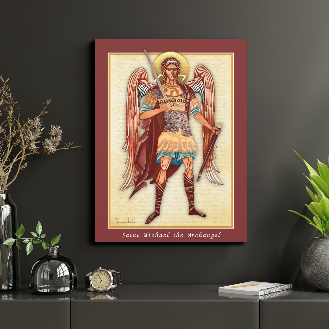 St Michael the Archangel Canvas Art, Christian Wall Art, Saint Michael ...