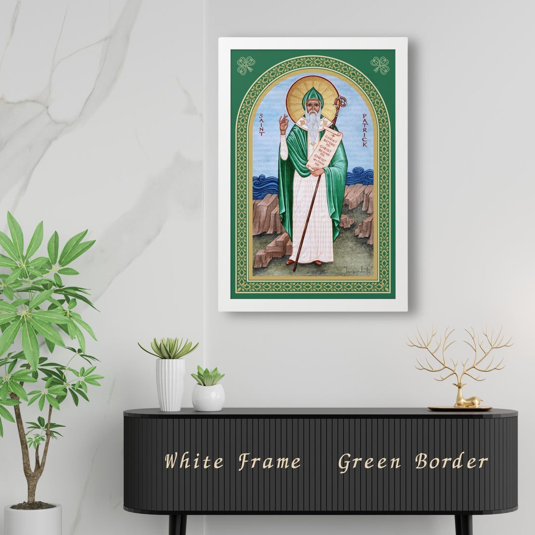 St. Patrick Religious Icon Pattern St. Patrick Religious Icon Print, Christian Framed Art - Etsy