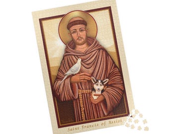 St Francis of Assisi Jigsaw Puzzle, Christian Meditation Gift, Catholic Icon
