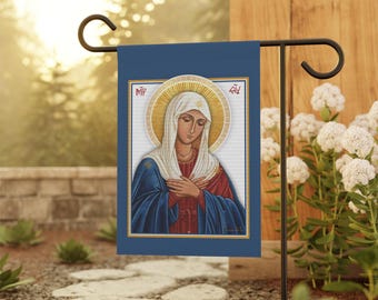 Christliche Gartenflagge, christliche Geschenke, Maria Mutter Gottes Inspirational Yard Decor, religiöse Dekoration, Garten- und Hausbanner, Yard Art