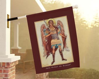 Yard Art, Outdoor Flagge, St. Michael Geschenk, Haus Banner, Christian Yard Decor, Christliche Geschenke, Garten Banner, Christliche Gartenfahnen