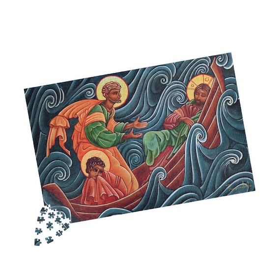 Rompecabezas, icono de Jesús calma la tormenta, rompecabezas