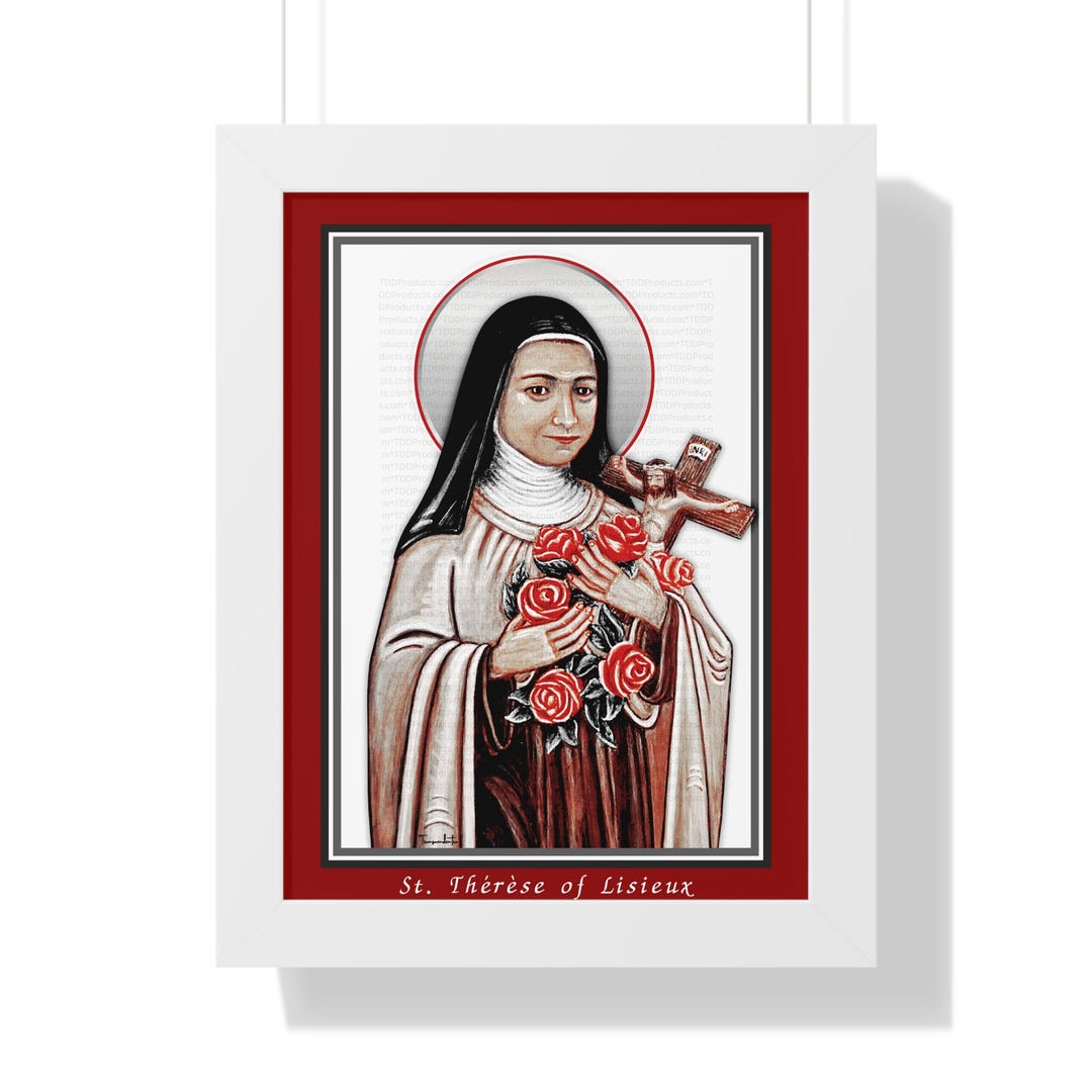 Saint Therese of Lisieux White Framed Avant-garde Framed Religious Icon ...