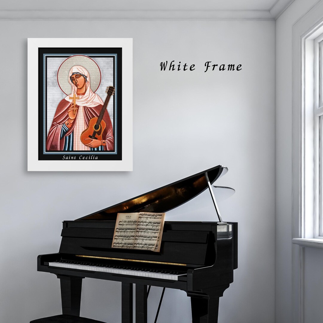 Framed St Cecilia Icon Art, Religious Wall Decor, Catholic Saint Print ...