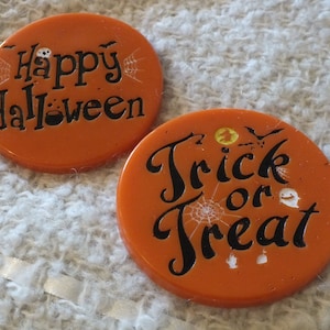 Hand crafted Set of 2 Halloween Resin Coasters Black and Orange
