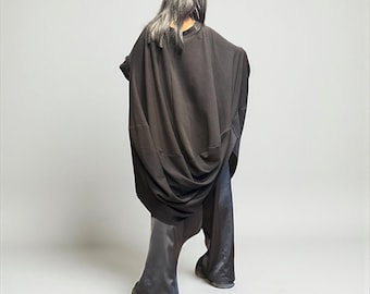 Avant Garde Cotton Tunic Dress: Oversized Deconstructed Kaftan