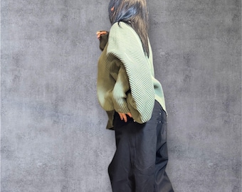 Handmade Oversized Knit Cotton Sweater: Avant Garde Boho Tunic