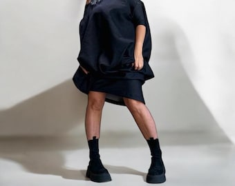 Asymmetrical Denim Knit Dress – Avant Garde