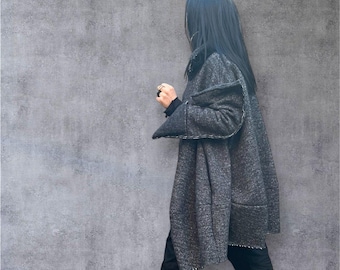 Oversized Wool Coat – Plus Size Avant-Garde Women Jacket, Warm Winter Outerwear