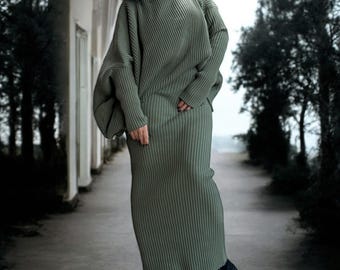 Cotton Tunic Skirt Set: Avant Garde Plus Size Clothing