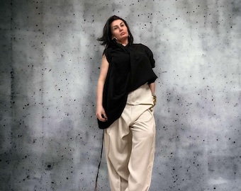 Gothic Steampunk Asymmetric Shirt: Loose Avant-Garde Top