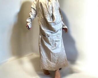 Handmade Asymmetrical Linen Dress: Beige Oversized Urban Shirt