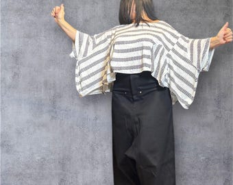 Oversized Asymmetrical Cotton Kaftan Top: Avant Garde Minimalist Blouse