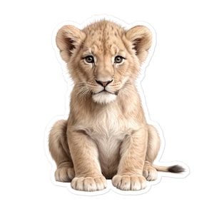 Lion Cub-sticker, schattige baby leeuw digitale kunst laptopsticker, 5 inch bellenvrije grote vinylsticker