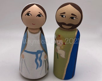 Our Lady of Grace and St. Joseph Wooden Peg Set