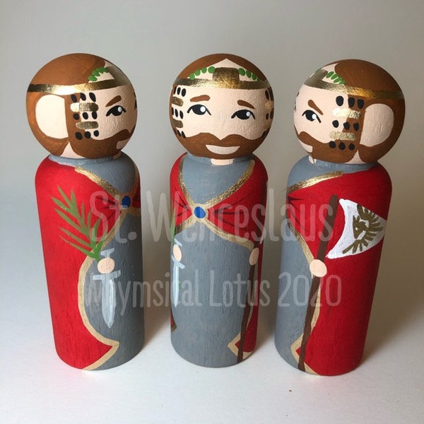 St. Wenceslaus Wooden Peg Doll Wooden Doll Catholic Confirmation Gift Patron Saint