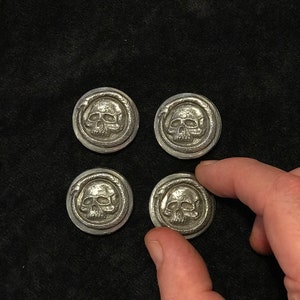 Ouroboros/Skull button set(4) antique pewter finish Thomas Kuntz