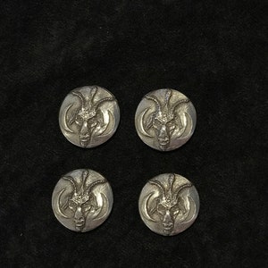 Levi Baphomet button (set of4) antique pewter finish Sculpture by Thomas Kuntz